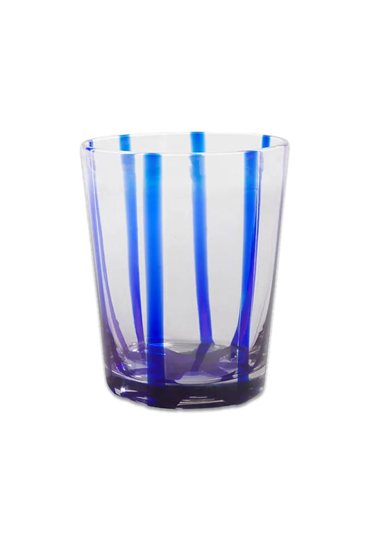 John Lewis Swirl Stripe Glass Tumbler, 302ml, Blue