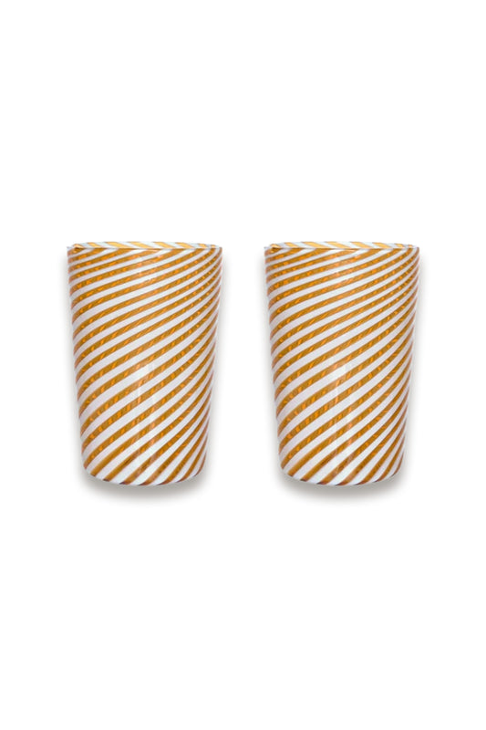 Pair of Murano Swirl Tumblers, Autumn