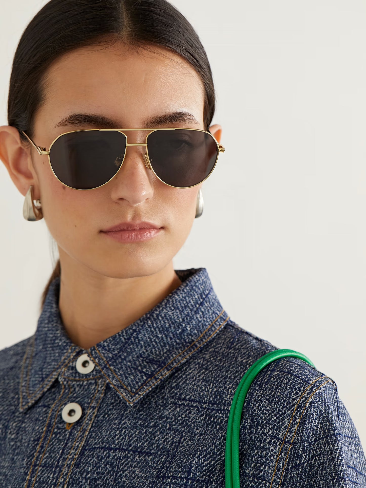 Aviator-Style Gold-Tone Sunglasses