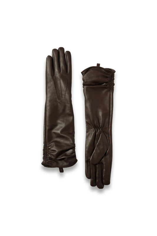 Brown Leather Long Gloves