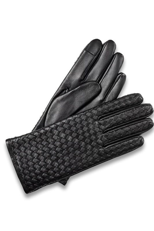 Women's Woven Leather Gloves