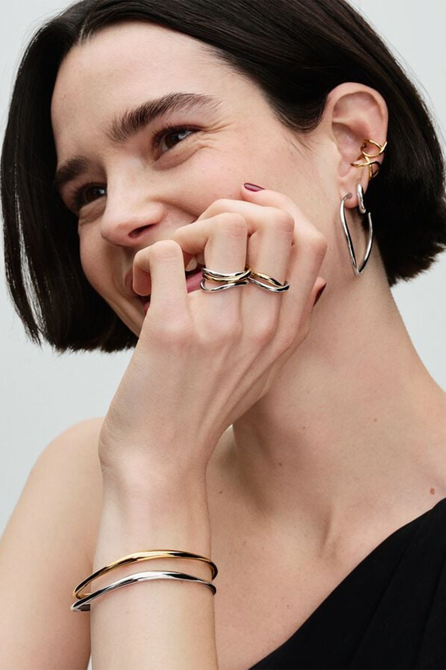 Organically Shaped Bangle in Gold