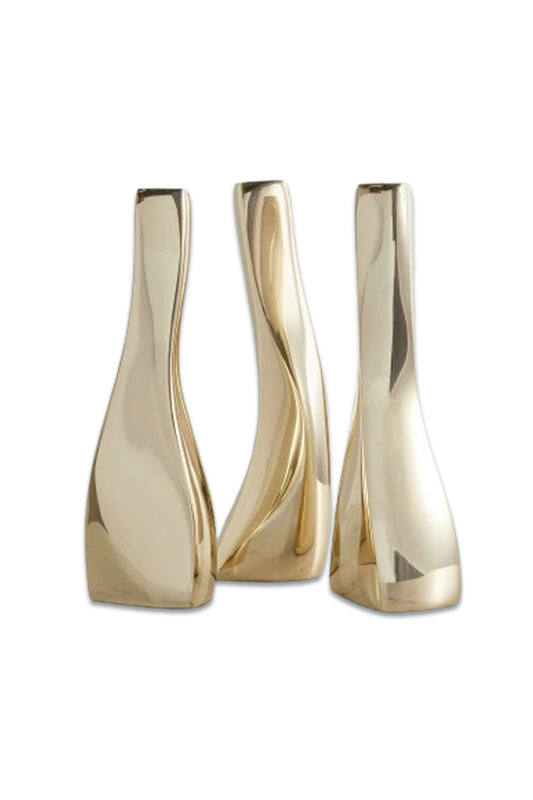 Set Of Three Gold-tone Candlesticks