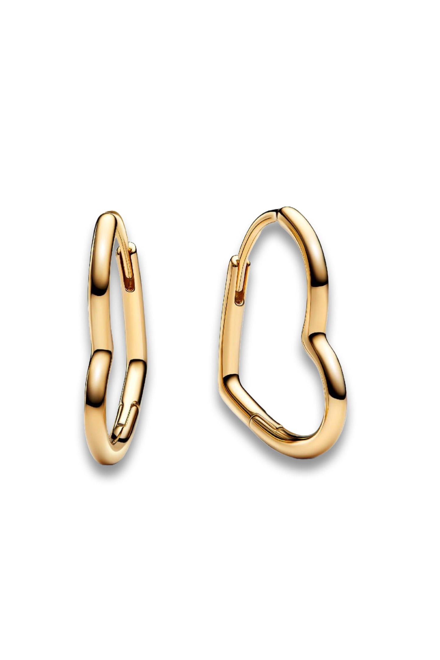 Asymmetrical Heart Hoop Earrings 14k Gold Plating