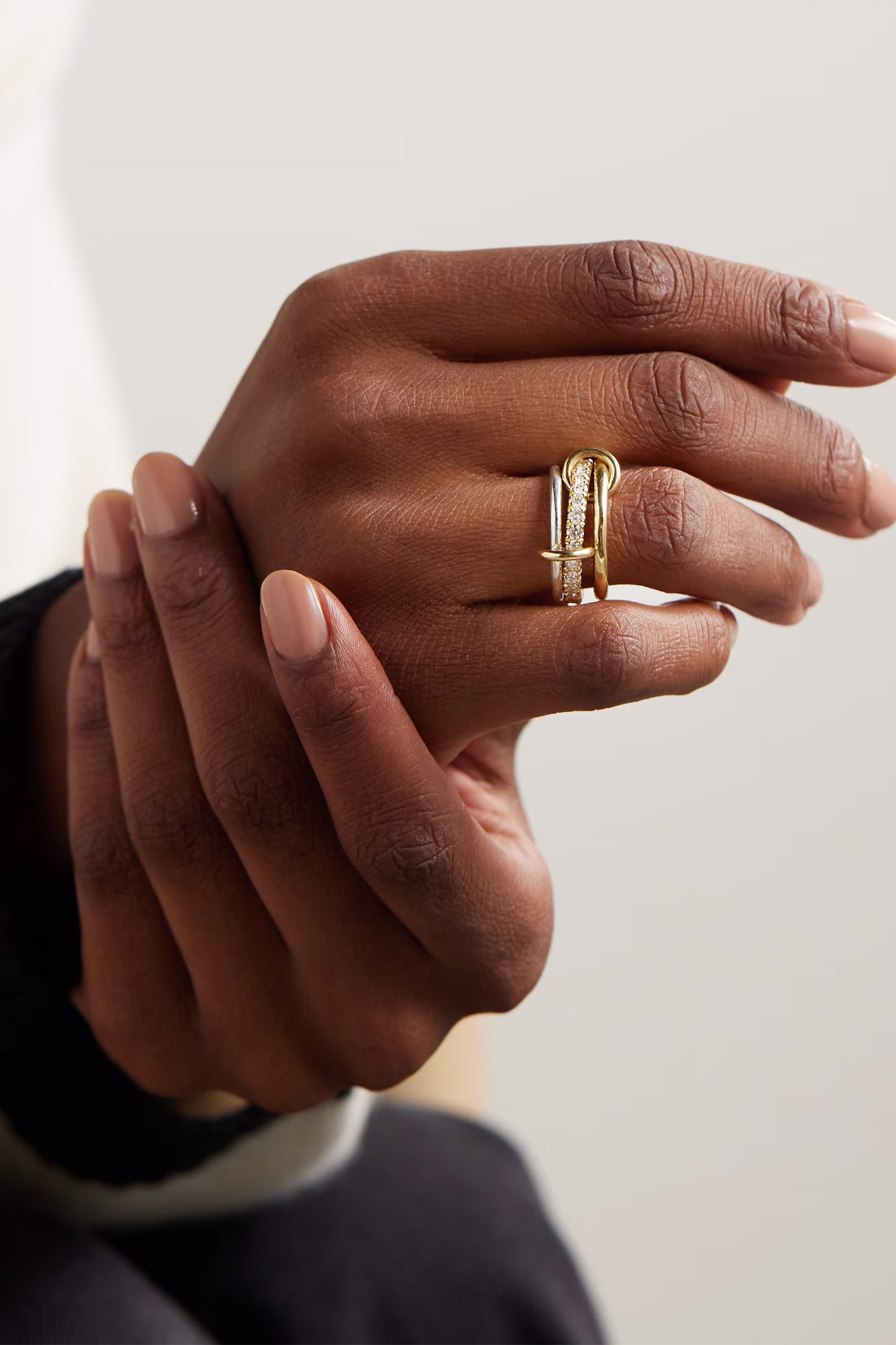 Petunia 18-karat gold, sterling silver and diamond rings