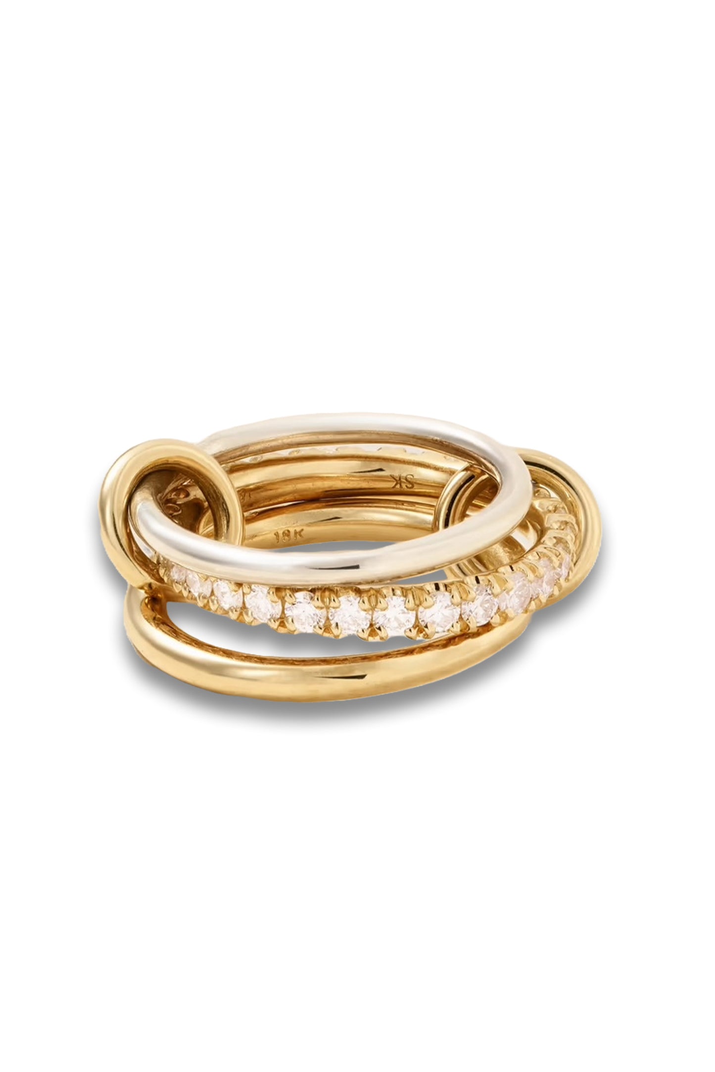 Petunia 18-karat gold, sterling silver and diamond rings