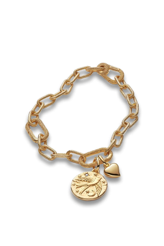Heart & Swallow Medallion Bracelet Set