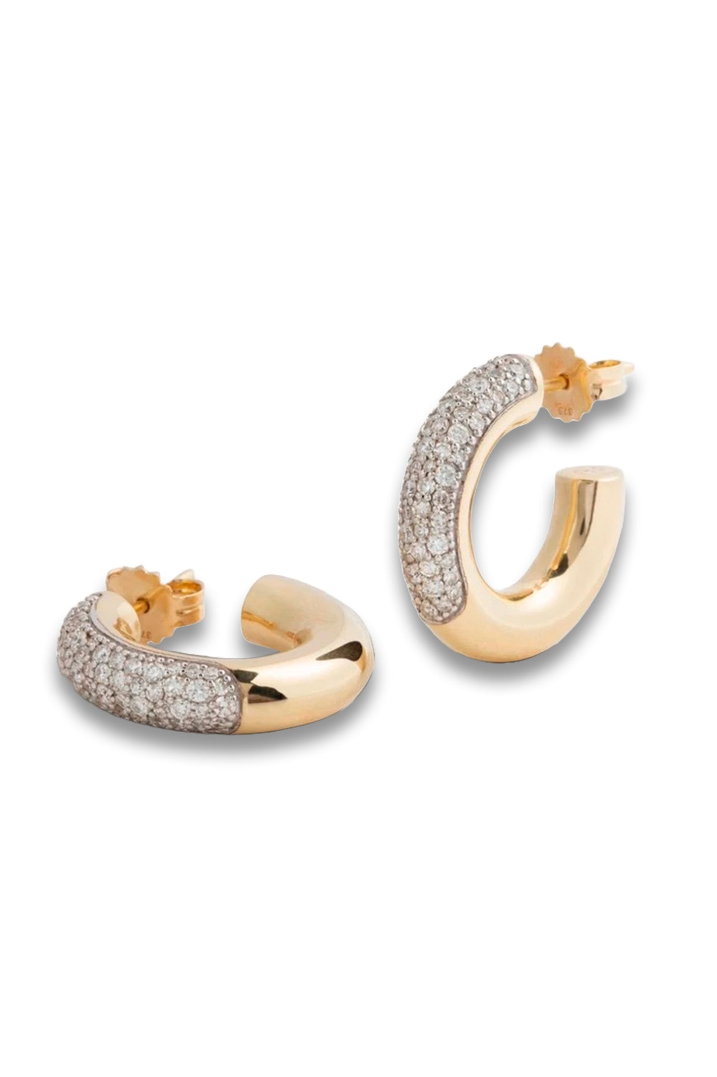 14ct Gold Signature Pavé Chubby Hoop Earrings