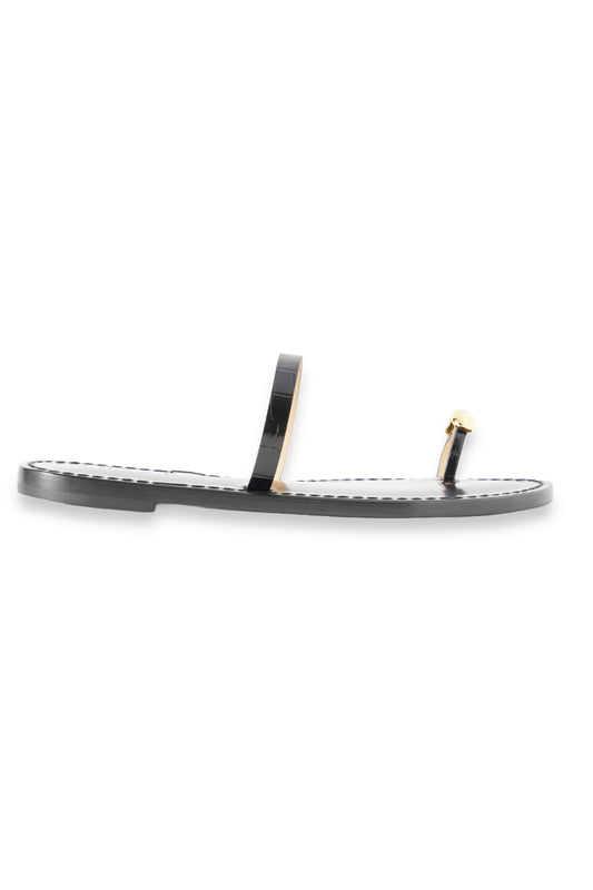 The Kibera Embellished Croc-effect Leather Sandals
