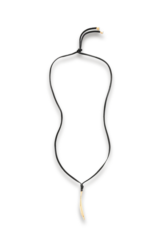 Gold-plated and Leather Necklace