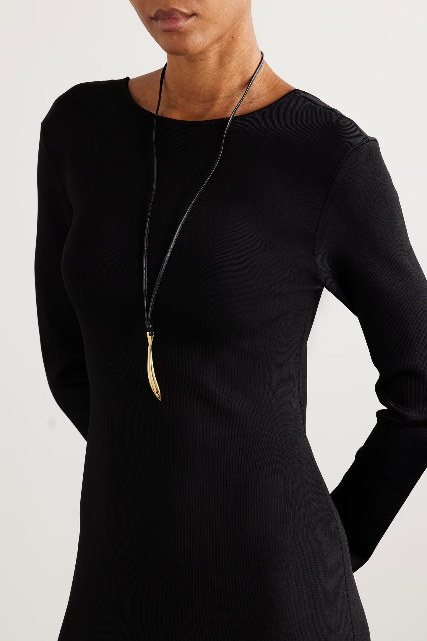Gold-plated and Leather Necklace