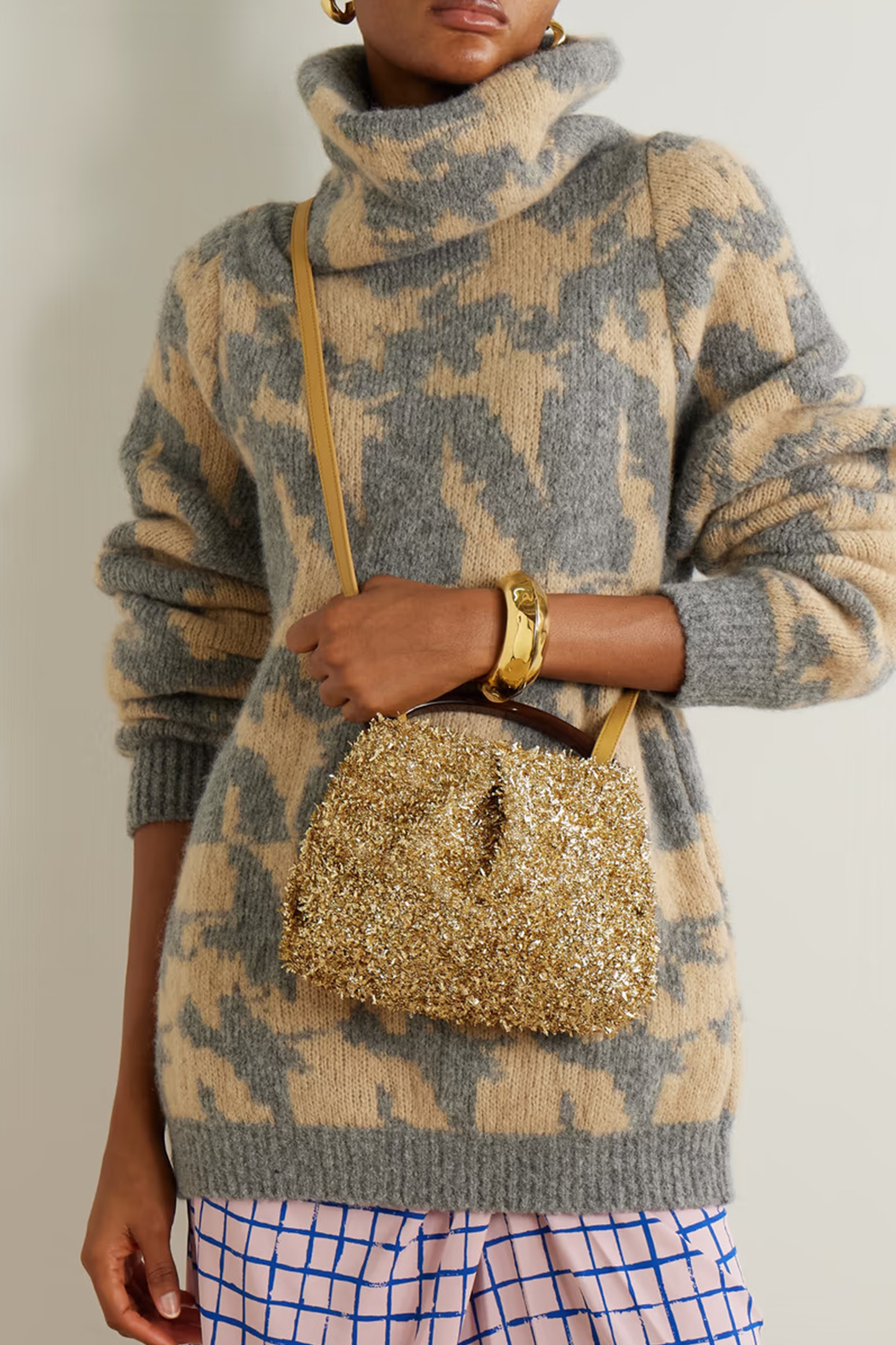 Leather-trimmed Tinsel Shoulder Bag