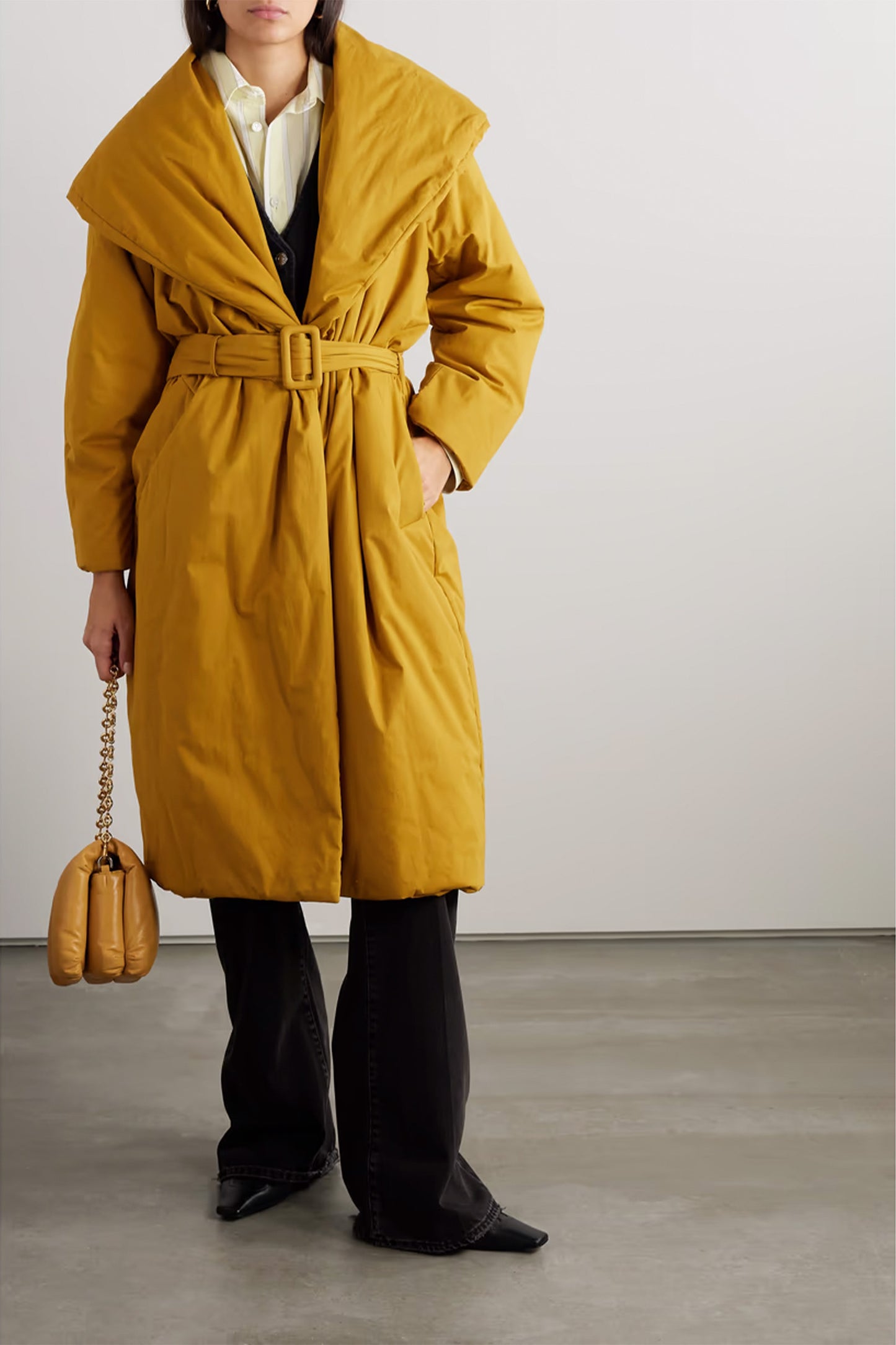 + NET SUSTAIN belted padded organic cotton coat