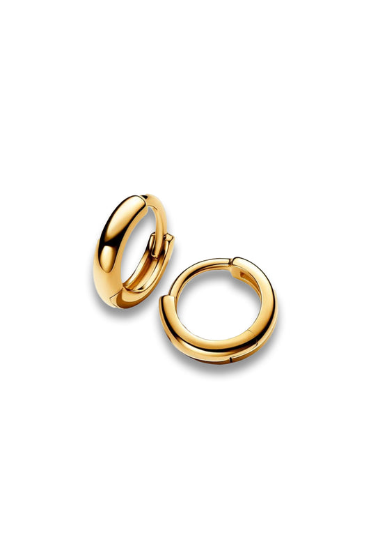 Gold Plated Round Huggie Hoop Earrings