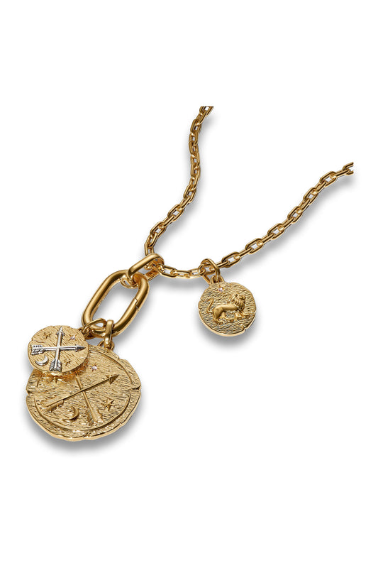 Crossing Arrows Medallion Necklace Set