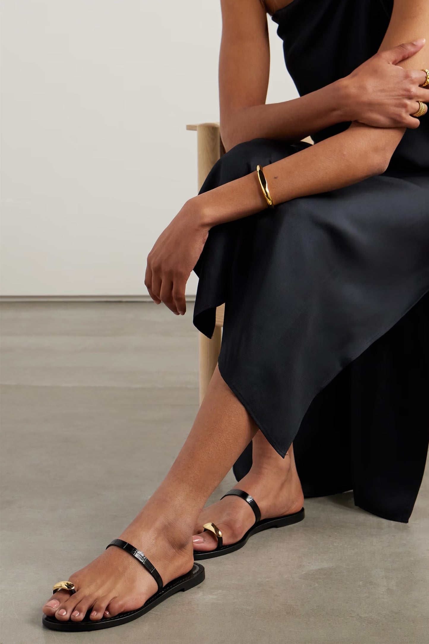 The Kibera Embellished Croc-effect Leather Sandals