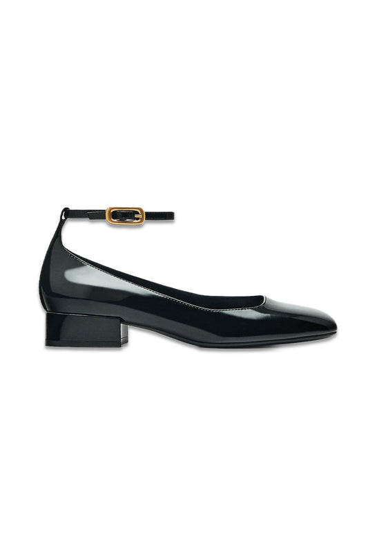 Patent Finish Ballerinas With Buckled Strap