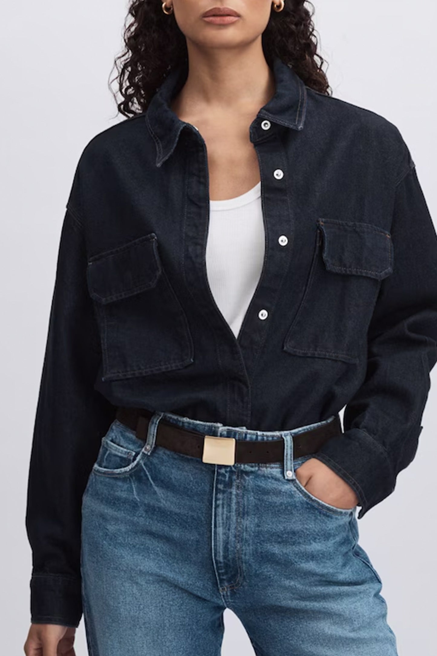 Oversized Denim Shirt In Dark Indigo