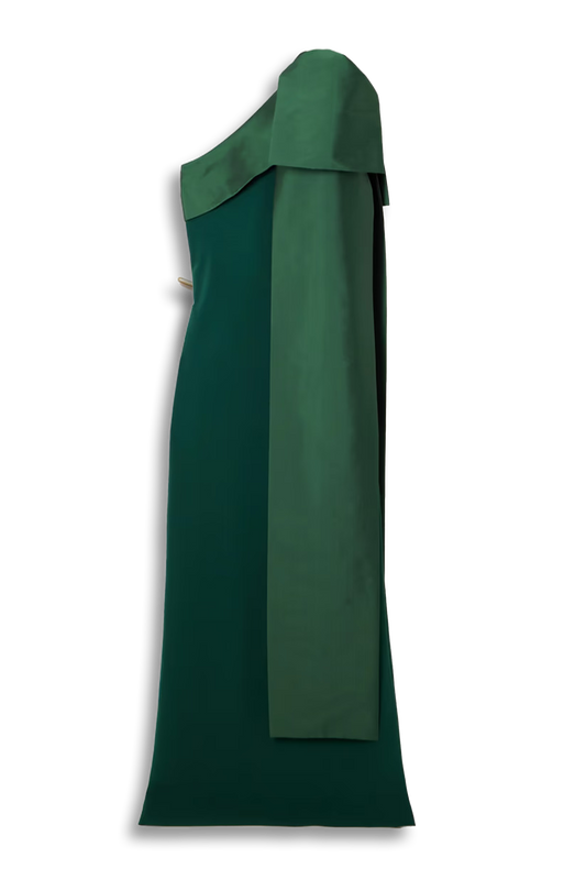 Adrian One-shoulder Bow-detailed Crepe and Taffeta Gown