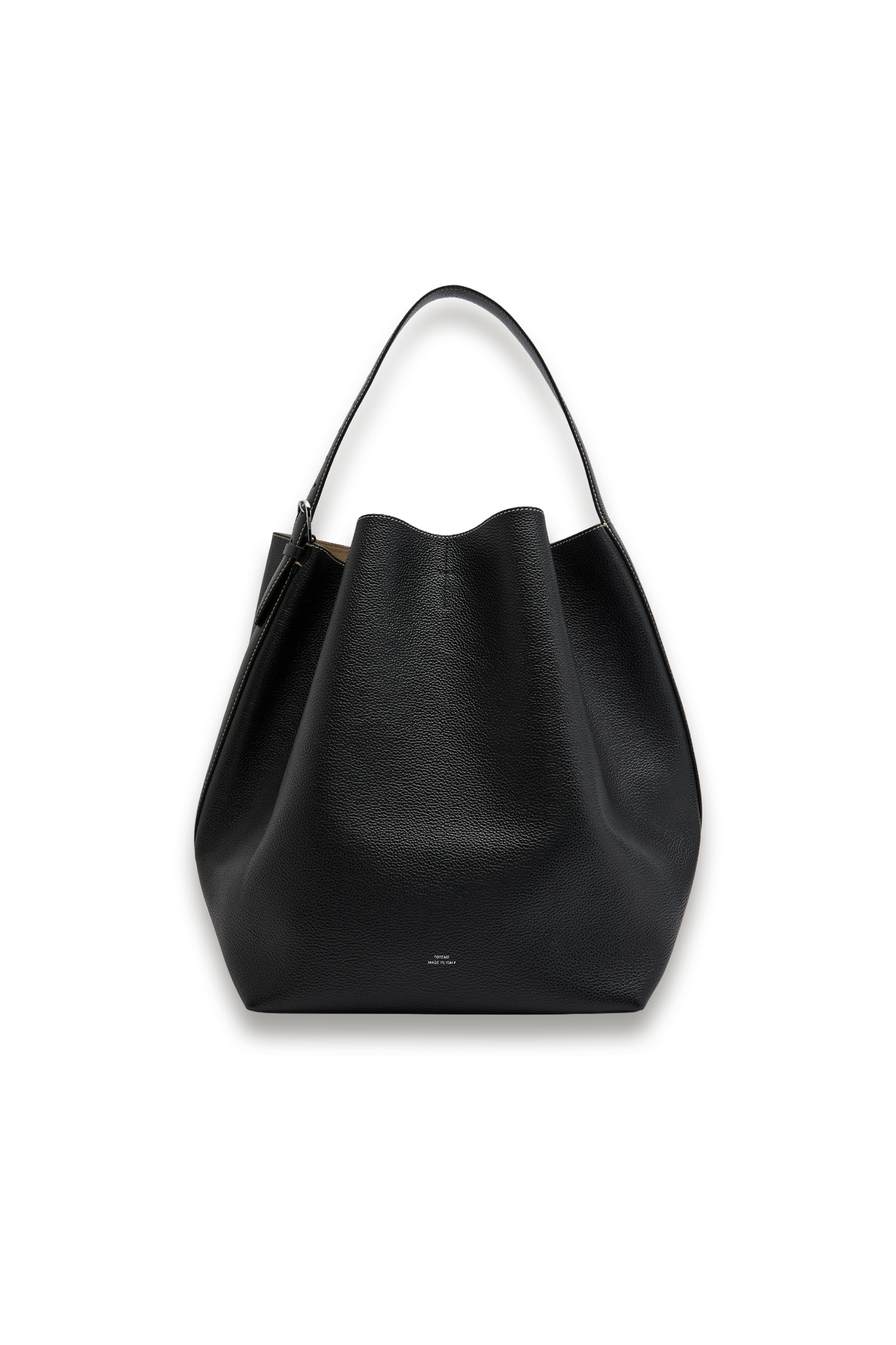 Belted Grained Leather Tote