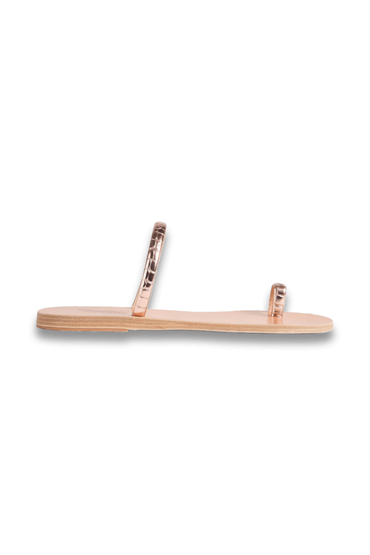 Ophion Metallic Croc-Effect Leather Sandals