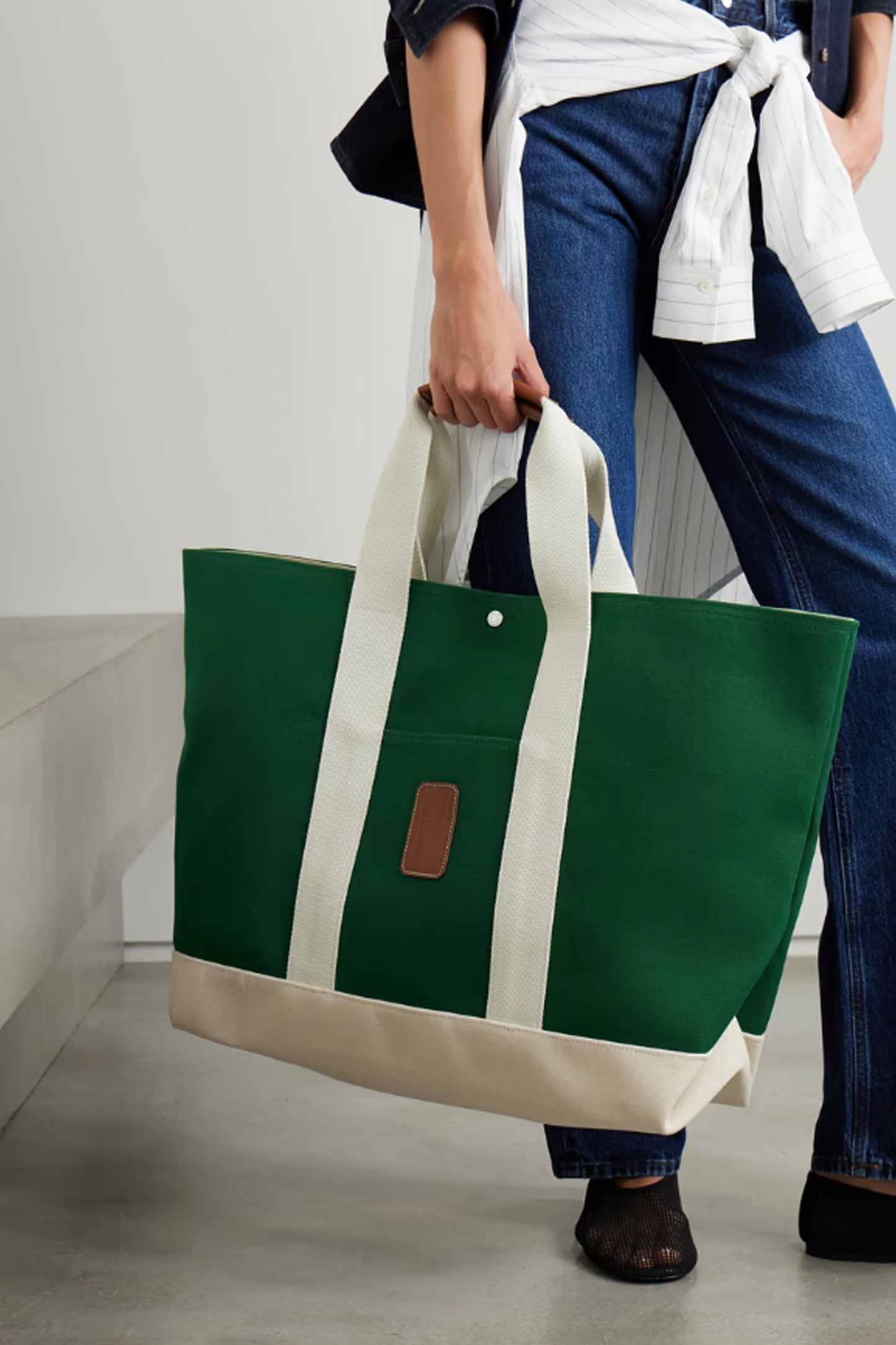 St Paul Tool Extra Large Leather And Webbing-Trimmed Canvas Tote