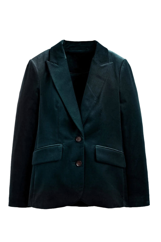 Marylebone Velvet Blazer Trekking Green