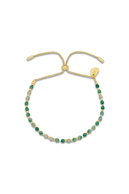 Amelia Green Agate Beaded Bracelet, Gold