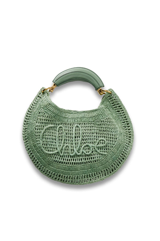Summer Banana Leather-trimmed Embroidered Raffia Tote