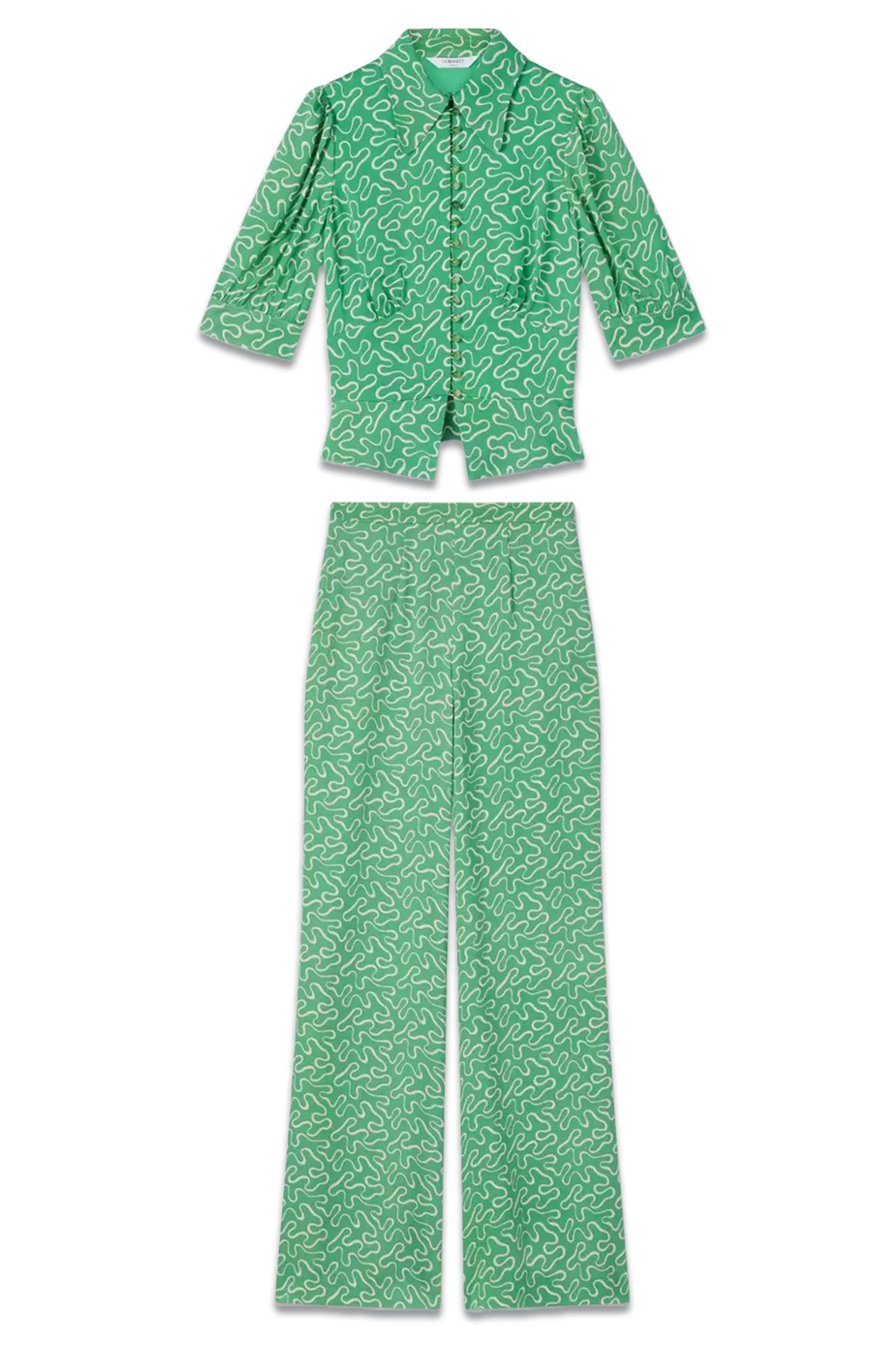 Esme Green And Cream Ribbon Print Co Ord