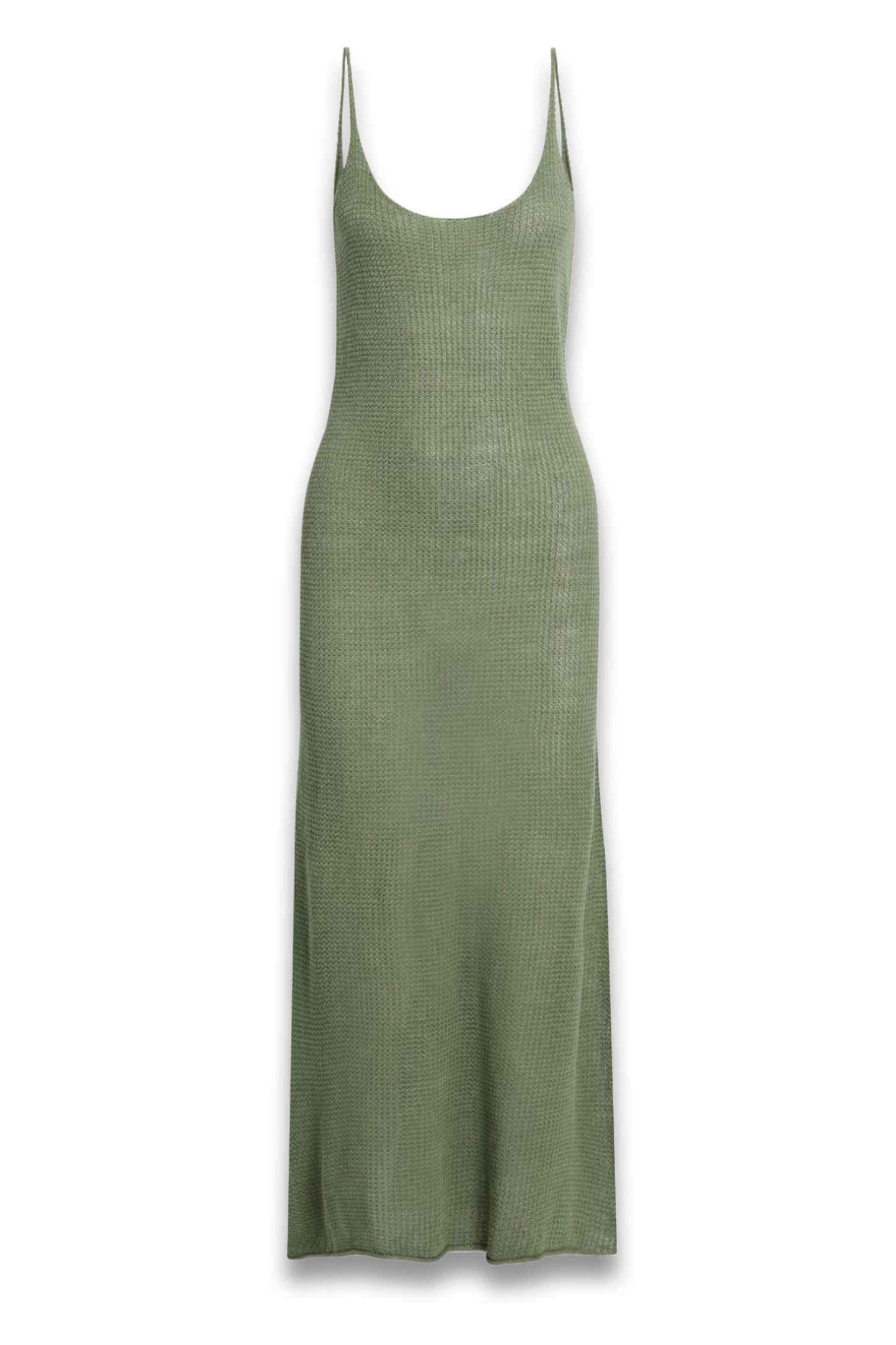 Open-back Crochet-knit Linen Midi Dress