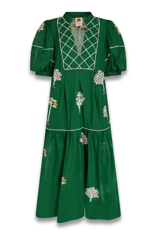 Embroidered Cotton-Voile Midi Dress