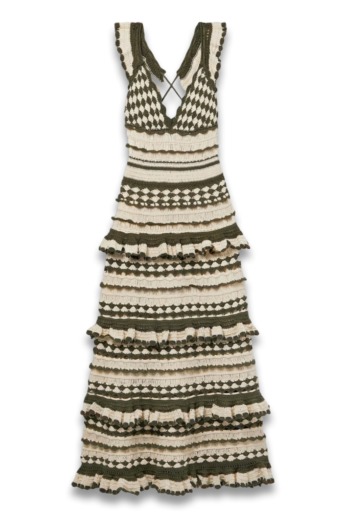 Devi Ruffled Crocheted Cotton Midi Dress