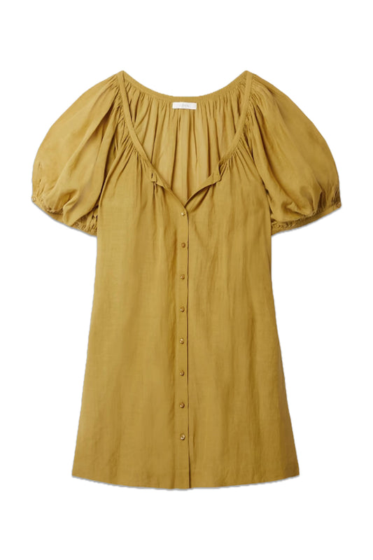 Josette Gathered Organic Cotton-Blend Voile Mini Dress