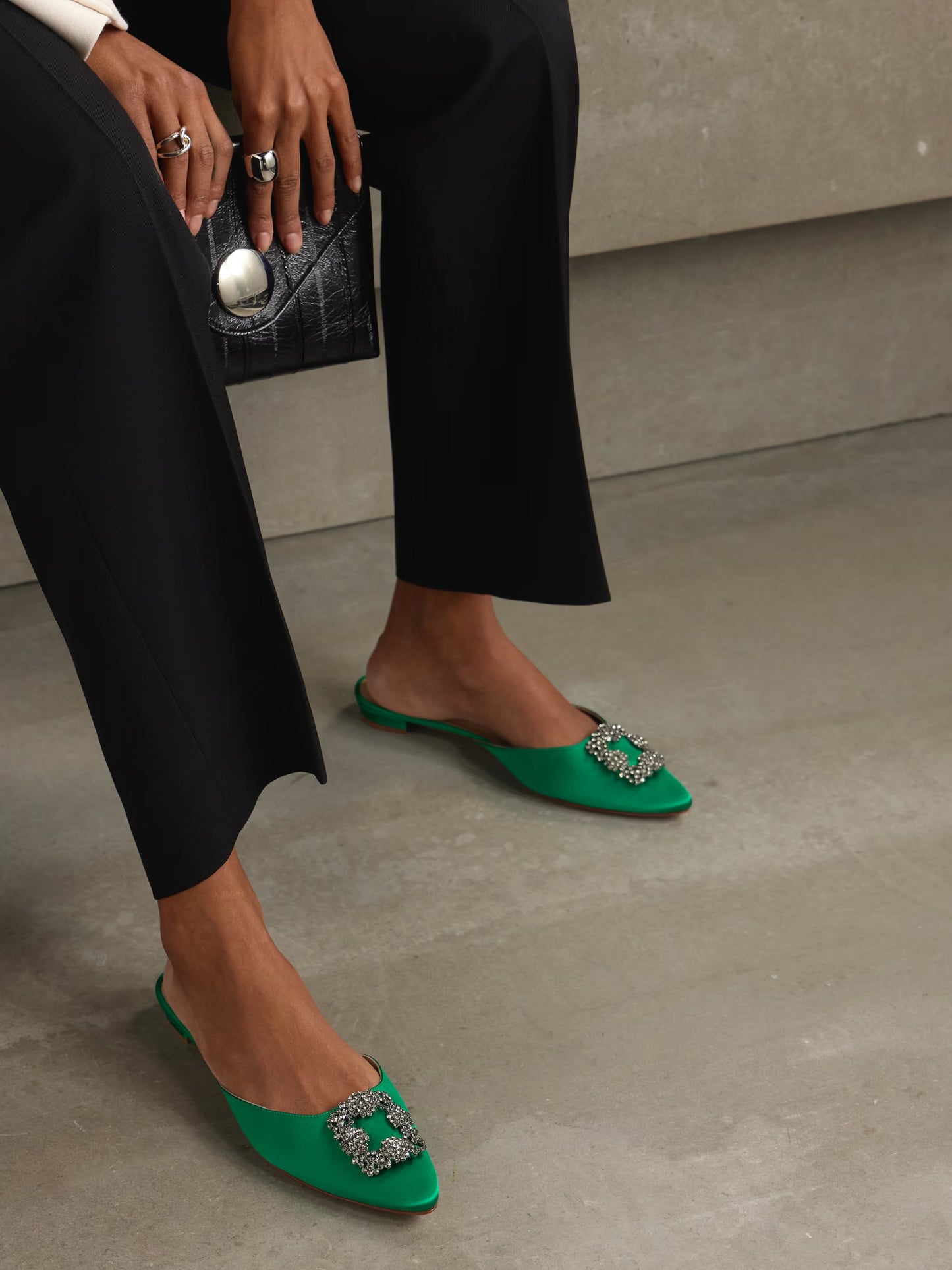 Hangisi Crystal-embellished Satin Slippers