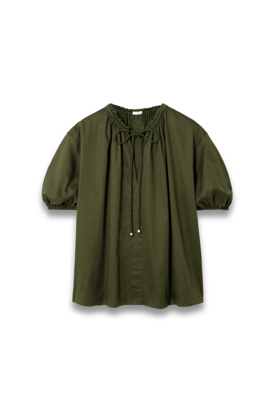 Nador Tie-Detailed Gathered Cotton-Sateen blouse