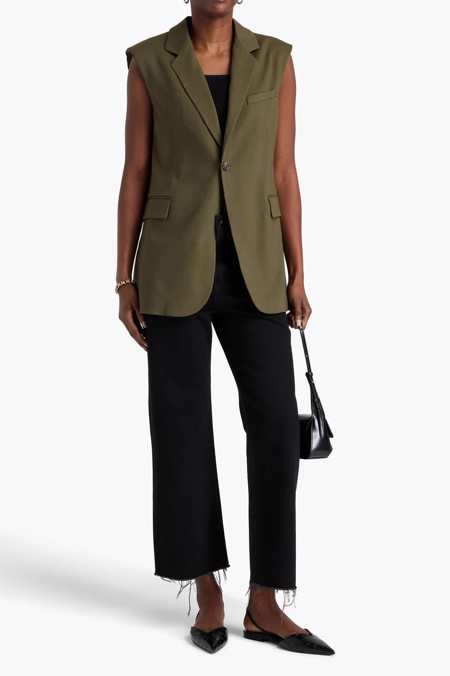 Linen-blend twill vest