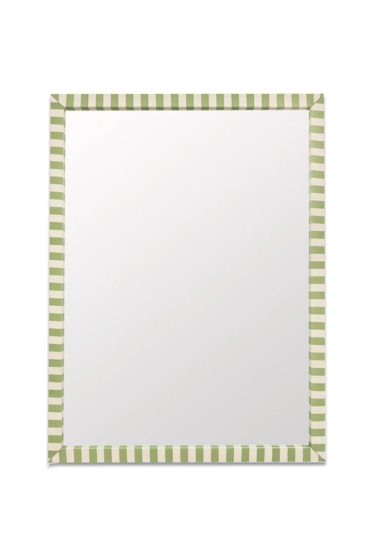 Olive Striped Fabric Mirror