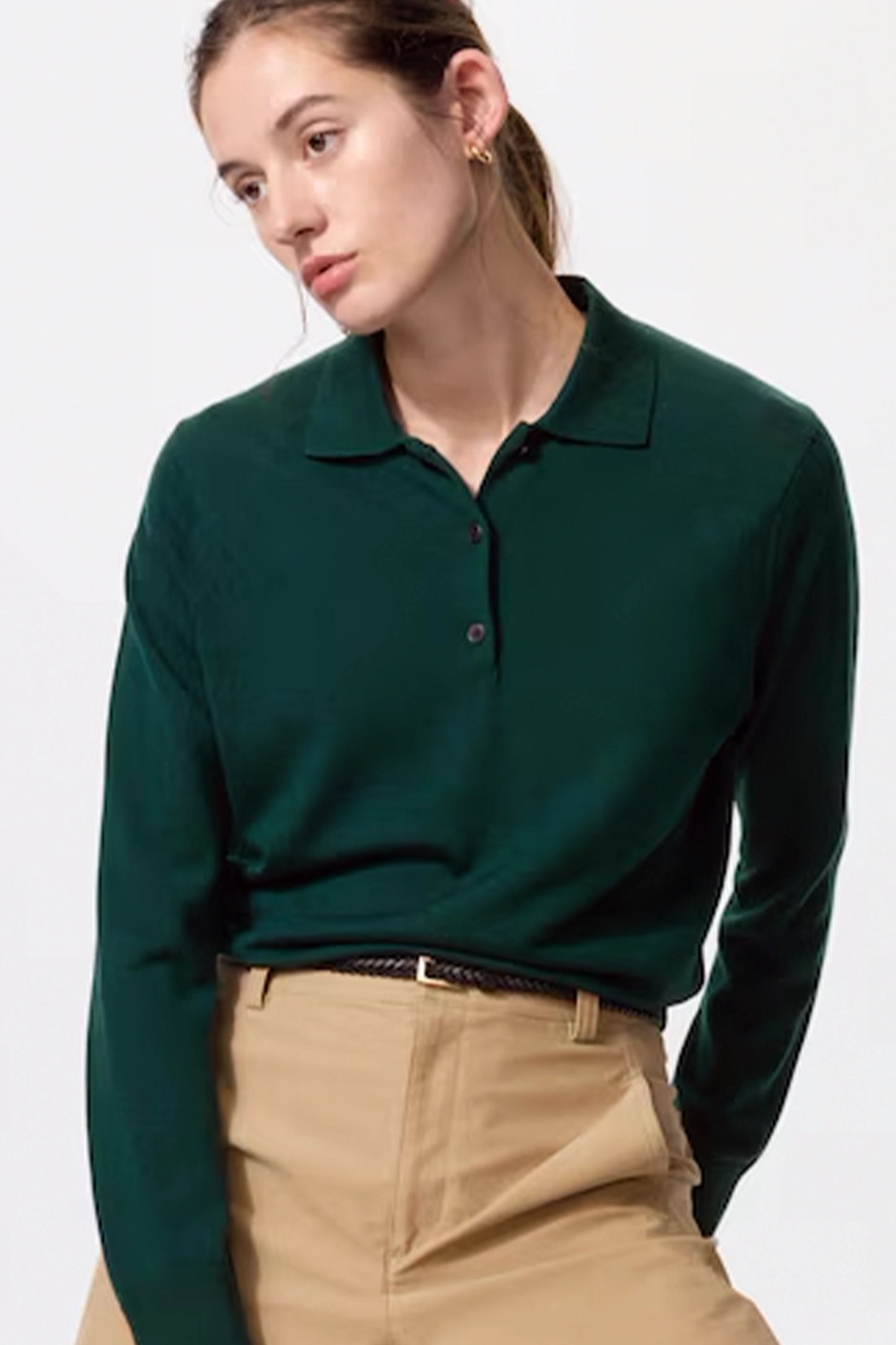 Merino Polo Jumper in Green