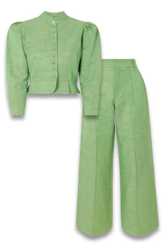 Amoako Cropped Woven Jacket and Yoshitomo Textured Woven Pants