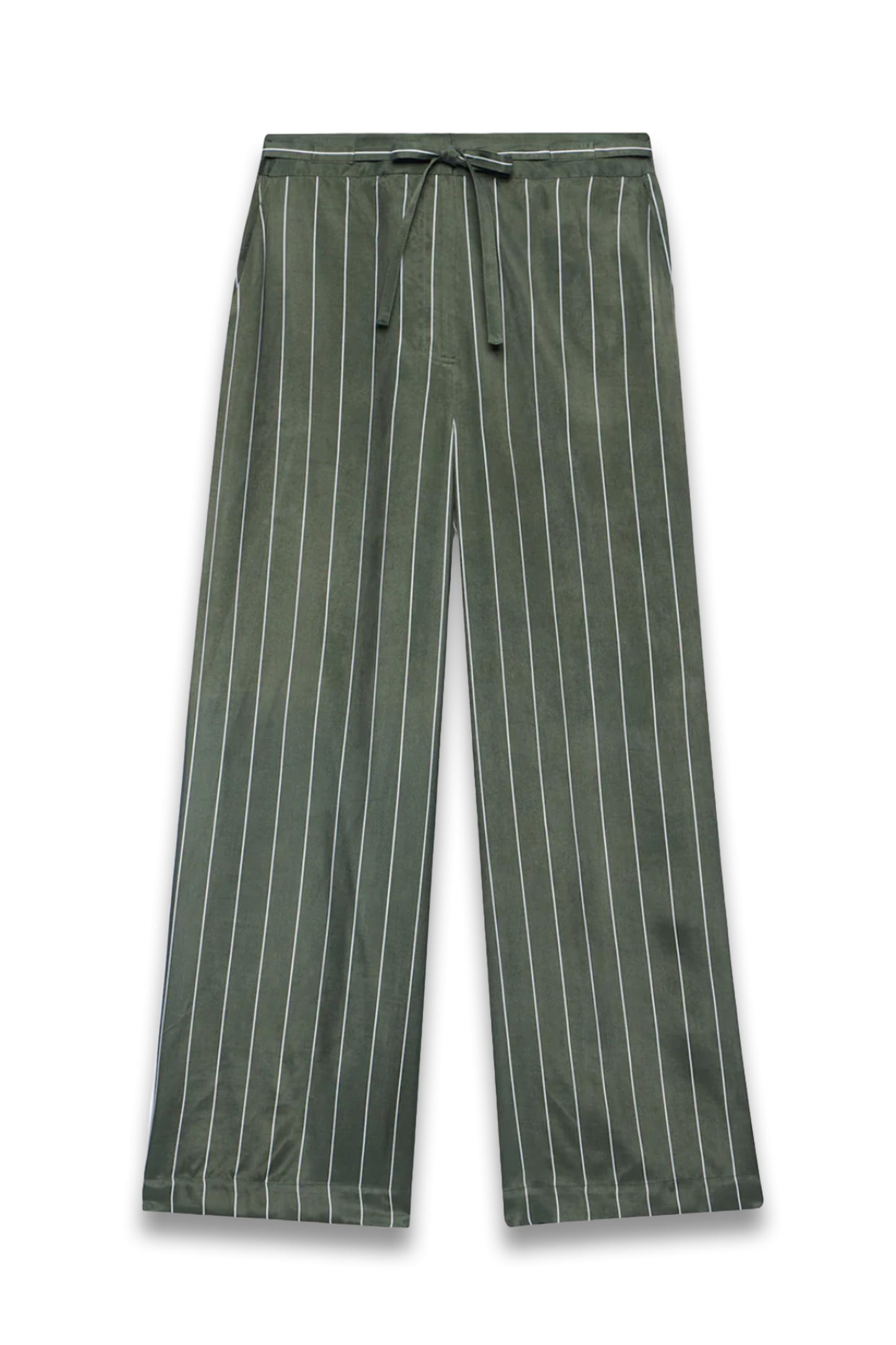 Khaki Striped Wide Trousers