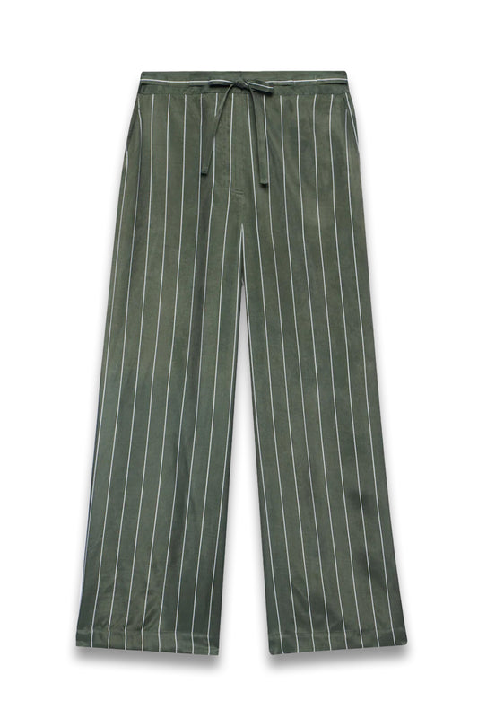 Khaki Striped Wide Trousers