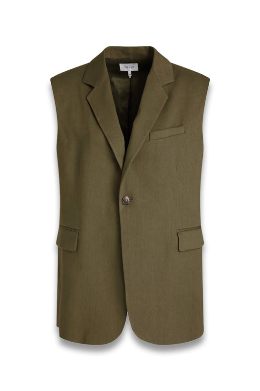 Linen-blend twill vest