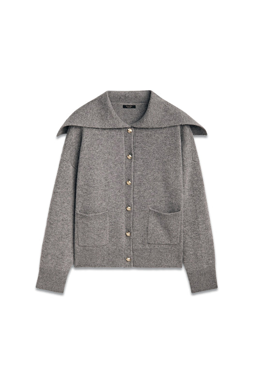 Wool And Cashmere Blend Cardigan With Sailor Collar