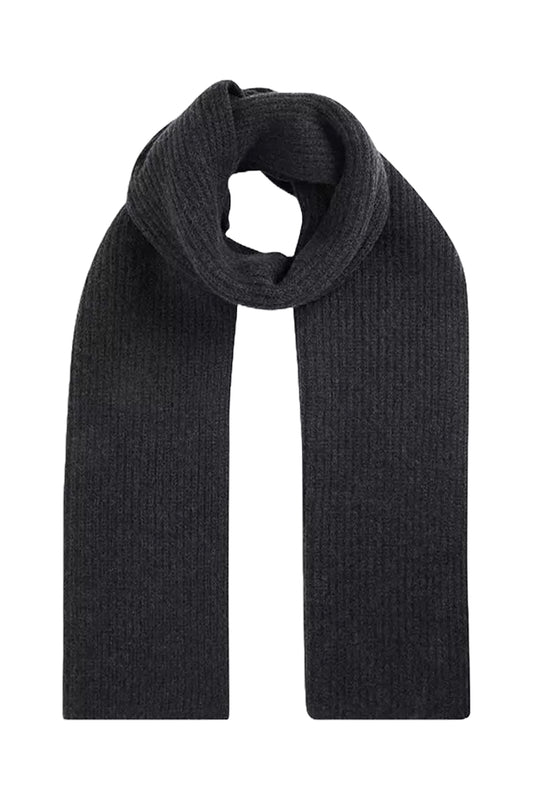 Cashmere Ribbed Scarf, Charcoal