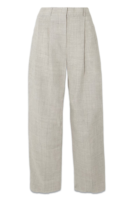 Pleated Woven Straight-leg Pants
