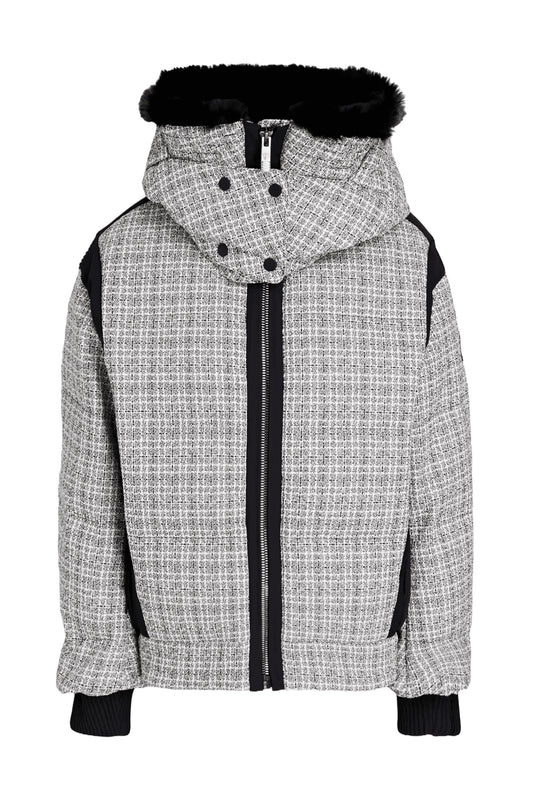 Quilted Tweed Hooded Ski Jacket