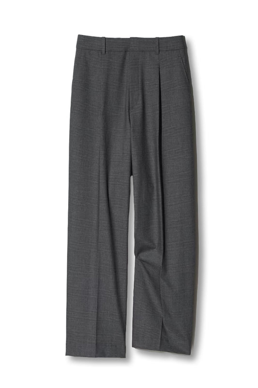 Pleated Wide Trousers (Check)