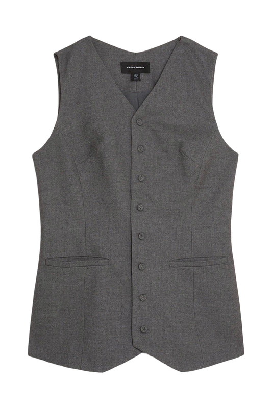 Grey Marl Woven Wool Mix Waistcoat
