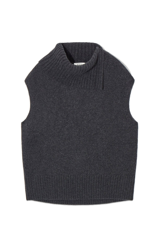 High neck pure cashmere vest